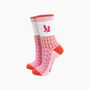 Embroidered Cowboy Boots Combed Cotton Socks In Pink, thumbnail 1 of 4