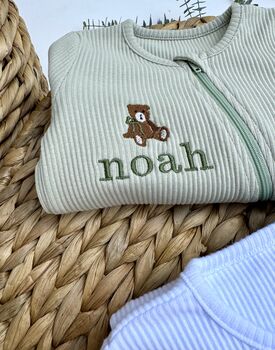 Personalised Gift Baby Zip Romper | Embroidered Name Or Animals, 10 of 12