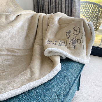 Personalised Embroidered Photo Neutral Sherpa Blanket, 9 of 10