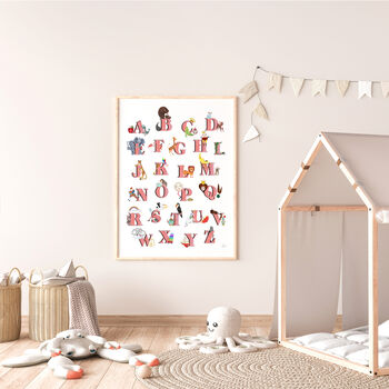 Pink Vintage Illustrated Alphabet Print, 2 of 6