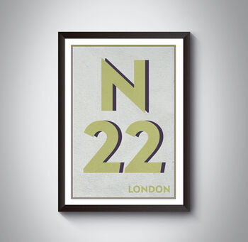 N22 Wood Green London Postcode Typography Print, 7 of 10