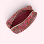 Xl Toiletry Bag | Quilted Cotton Large Wash Bag | Pink Garden Floral Block Print, thumbnail 5 of 5