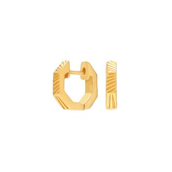 Gold Plated Sterling Silver Hexagon Hoop Earrings, 2 of 5
