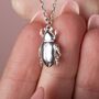 Personalised Chafer Beetle Necklace Sterling Silver, thumbnail 5 of 8