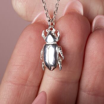 Personalised Chafer Beetle Necklace Sterling Silver, 5 of 8