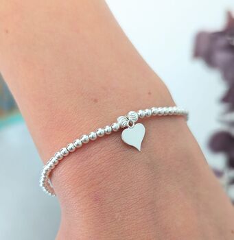 Sterling Silver Prom Night 2025 Heart Stretch Bracelet, 3 of 5