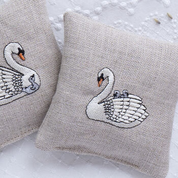 Embroidered Swan Lavender Sachets Set Of Two, 2 of 5