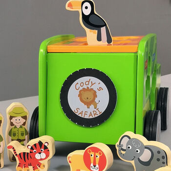 Personalised Safari Jeep And Animals Push Along Toy, 2 of 4