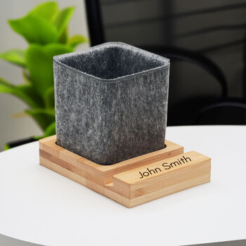 A Stylish Personalised Pen Holder With A Sustainable Bamboo Base And Multifunctional Design For Your Workspace, 2 of 2