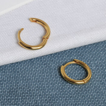 Classic 18 K Gold Plated 12mm Huggie Hoop Earrings, 2 of 8