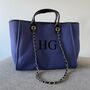 Personalised Navy And Black Large Chain Initial Tote Bag, thumbnail 2 of 3