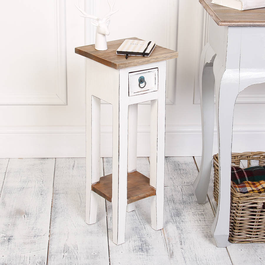 antique white wooden bedside table by dibor
