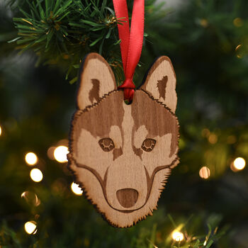 Siberian Husky Dog Wooden Christmas Decoration, 5 of 5