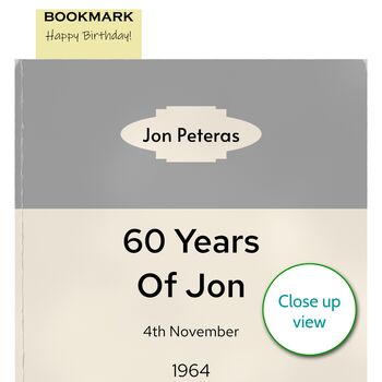 Personalised 60th Birthday Print 1964 Book Cover Gift, 6 of 12