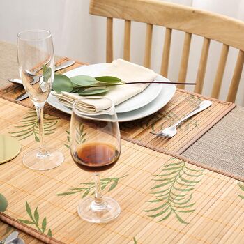 Brown Leaf Bamboo Table Runner, 2 of 9