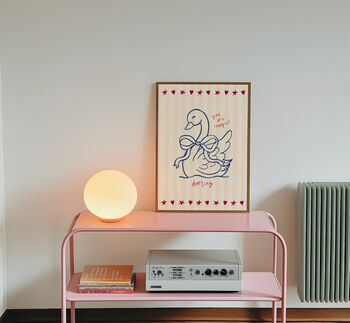 Magic Darling Swan Wall Art Print Kids Bedroom Poster Vintage Striped, 2 of 5