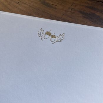 Six Gold Acorn Hand Pressed Luxury Note Cards, 6 of 8