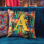 Tropical Liberty Fabric Personalised Cushion Gift, thumbnail 1 of 8