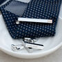 Personalised Two Tone Cubic Tie Clip And Cufflink Set, thumbnail 9 of 12