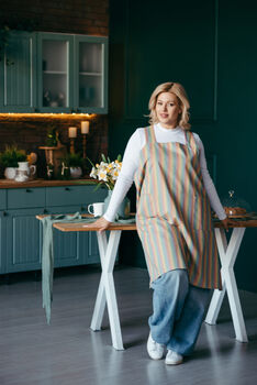 Red Linen Pinafore Apron For Women | Japanese Cross Back Smock, 4 of 12