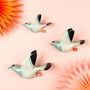 Set Of Three Handmade Ceramic Flying Racing Pigeons, thumbnail 1 of 5