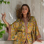 Gold Satin Silky Full Length Kimono Robe, thumbnail 7 of 8