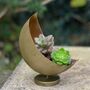 Mini Metal Moon Planter With Suculents, thumbnail 2 of 5