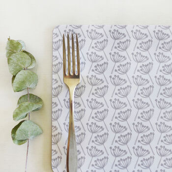 Set Of Dove Grey Cow Parsley Placemats, 4 of 4