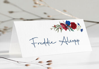 Wedding Place Cards With Burgundy And Blue, 4 of 4