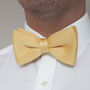 Men's Knitted Bow Tie In Pastel Yellow | Perfect Wedding Neck Tie For Groomsmen | Gents Woven Tie, thumbnail 1 of 11