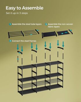 Eight Tier Adjustable Shoe Rack Fabric Organiser, 7 of 8