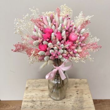 Pink And White Bridesmaid Dried Flower Bouquet, 8 of 9