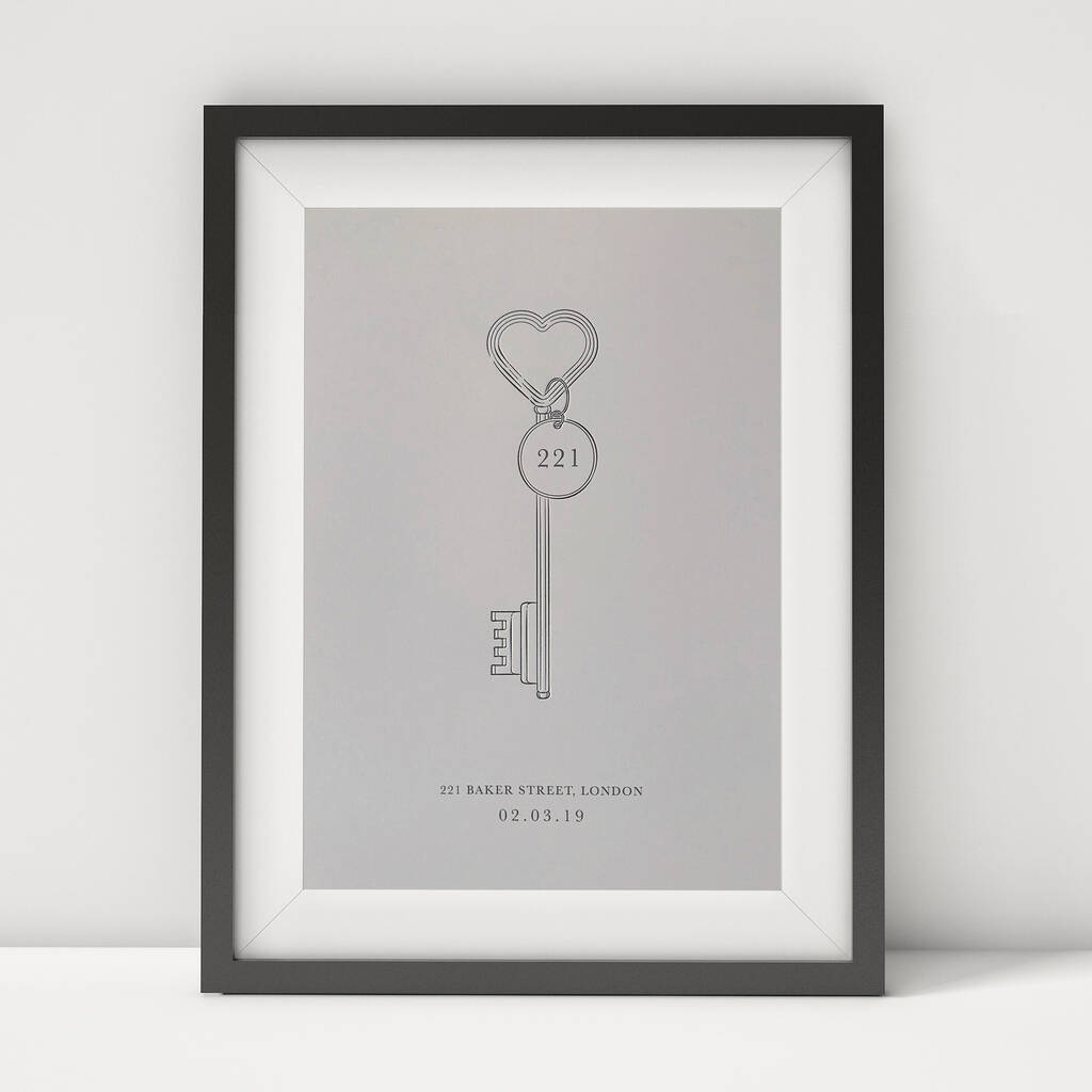 Personalised Home Letterpress Key Print Grey, 1 of 3