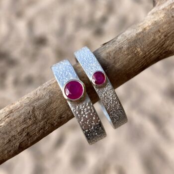 Ruby July Birthstone Ring In Textured Sterling Silver And 9ct Gold, 2 of 12