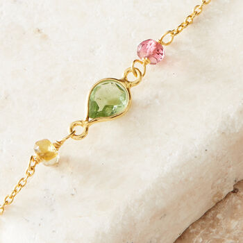 Multicoloured Tourmaline Gold Plated Silver Necklace, 2 of 8