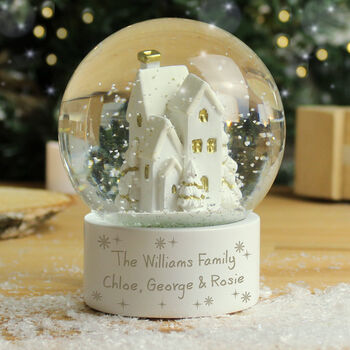 Personalised Village Scene Glitter Snow Globe – Magical Christmas Keepsake, 2 of 5