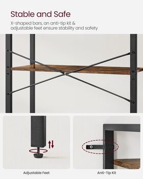 Five Tier Bookcase Storage Unit Industrial Steel Frame, 5 of 12