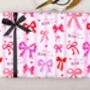 Valentine Wrapping Paper With Ribbon Bow Pun Design, Three Sheet Pack, thumbnail 2 of 2