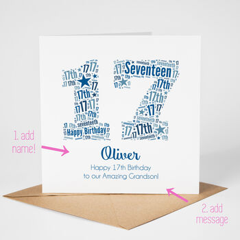 Blue Star Personalised 17th Birthday Card, 2 of 5