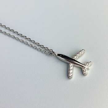 Sterling Silver Plane Pendant Necklace, 2 of 4