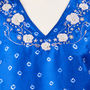 Blue Luxury Silk Embroidered Hand Dyed Dress, thumbnail 4 of 5