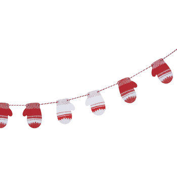 Red And White Christmas Mitten Wooden Bunting By Ginger Ray ...