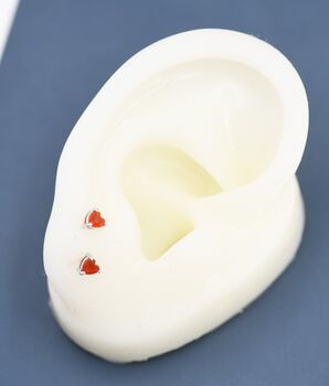 Genuine Carnelian Crystal Heart Stud Earrings, 7 of 11
