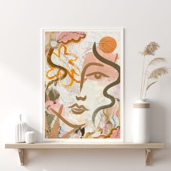 ‘Flora’, Boho Abstract Face Art Print, 4 of 7