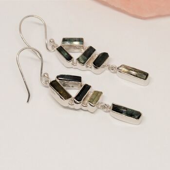 Black Tourmaline Earrings, Green Tourmaline Earrings, 2 of 7