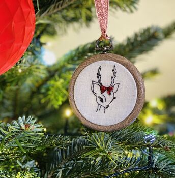 Personalised Embroidered Christmas Hoop Decoration, 9 of 12