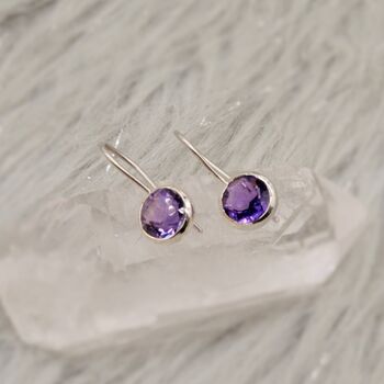 Purple Amethyst Earrings: Silver, Dangle Drop, February Birthstone, 4 of 6