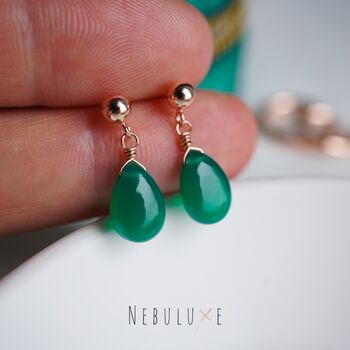 Green Onyx Crystal Earrings, 5 of 12