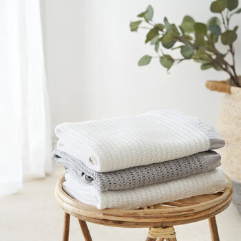 Luxury 100% Organic Large Baby Blanket All White, 5 of 5