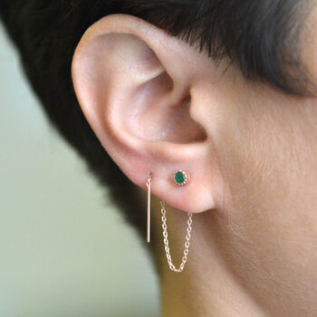 Emerald May Birthstone Silver Threader Earrings, 8 of 9